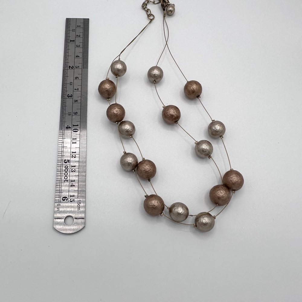 Elegant Silver and copper Color Beaded Necklace